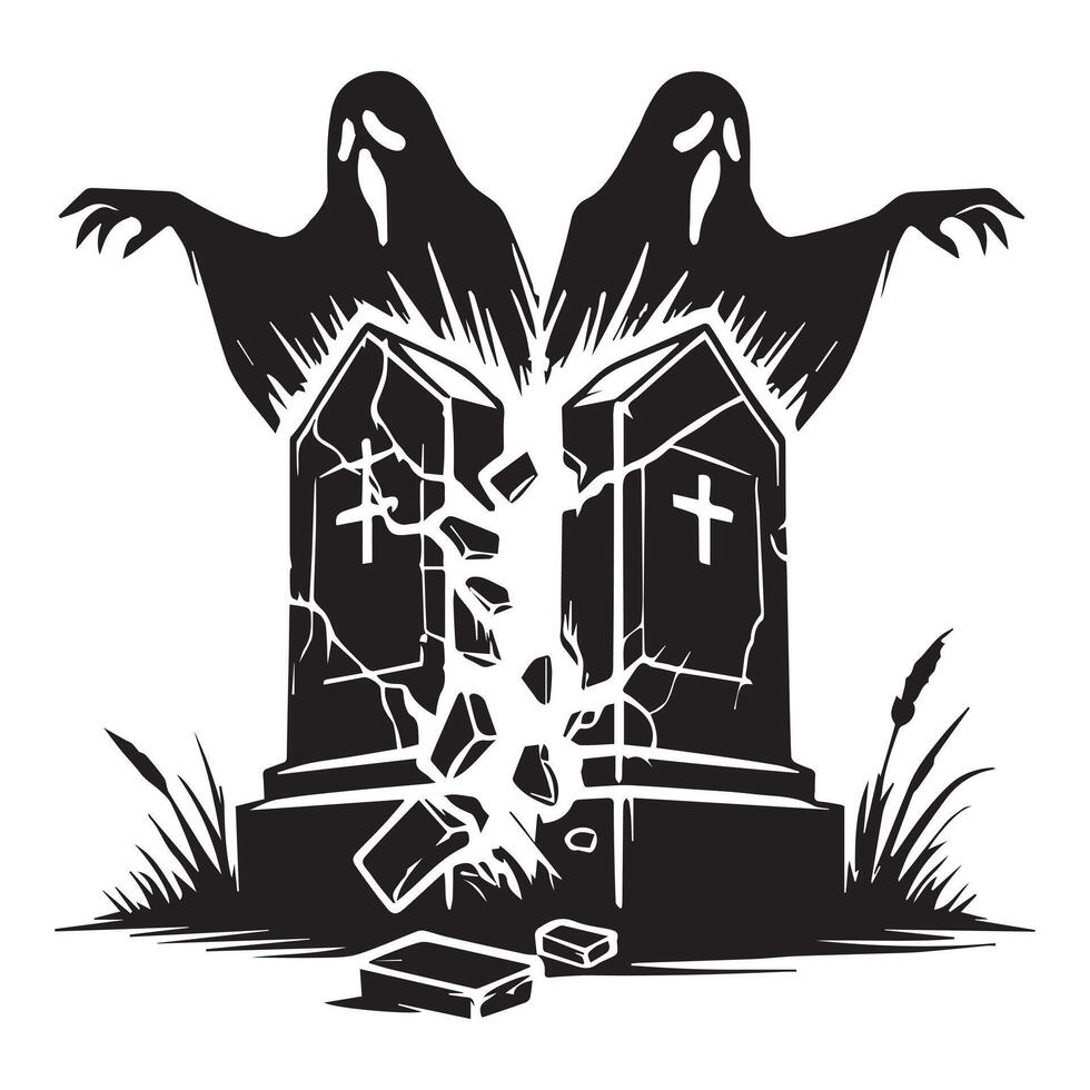 Eerie Tombstone Shadow vector