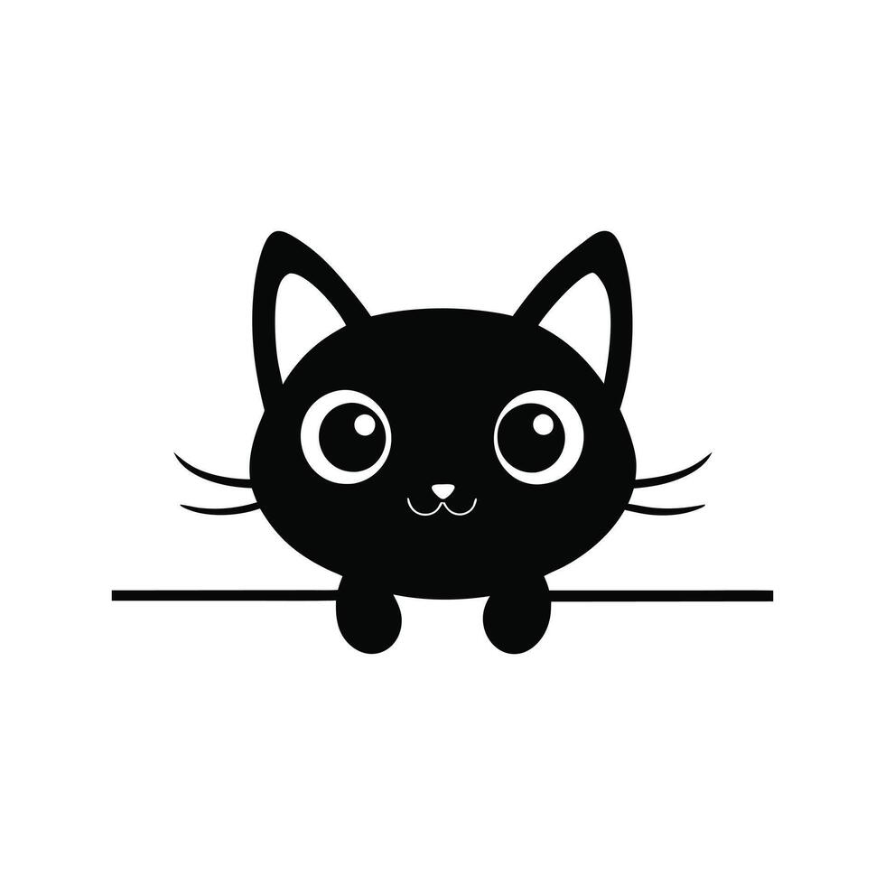 Charming Cat Face Silhouette Design vector