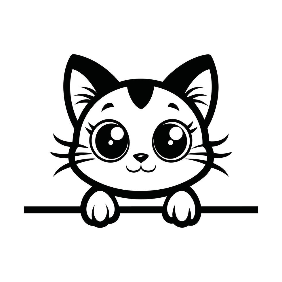Cat Face Silhouette Illustration with a Cute Clipart Design vector