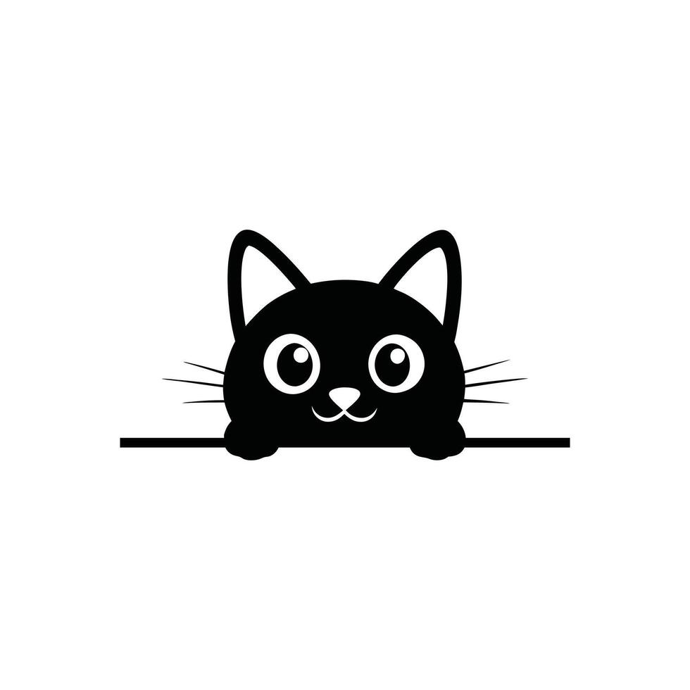 Peeking Cat Face Design Clipart vector