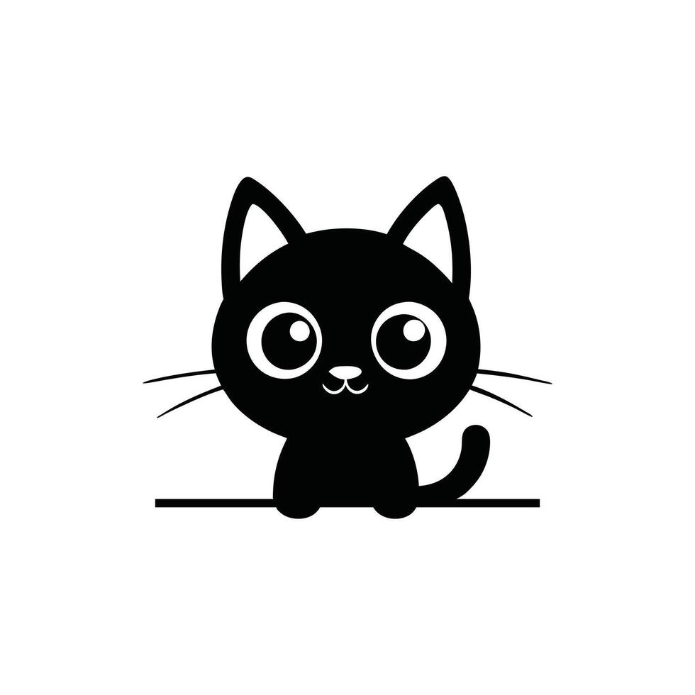 Playful Peeking Cat Face Illustration vector