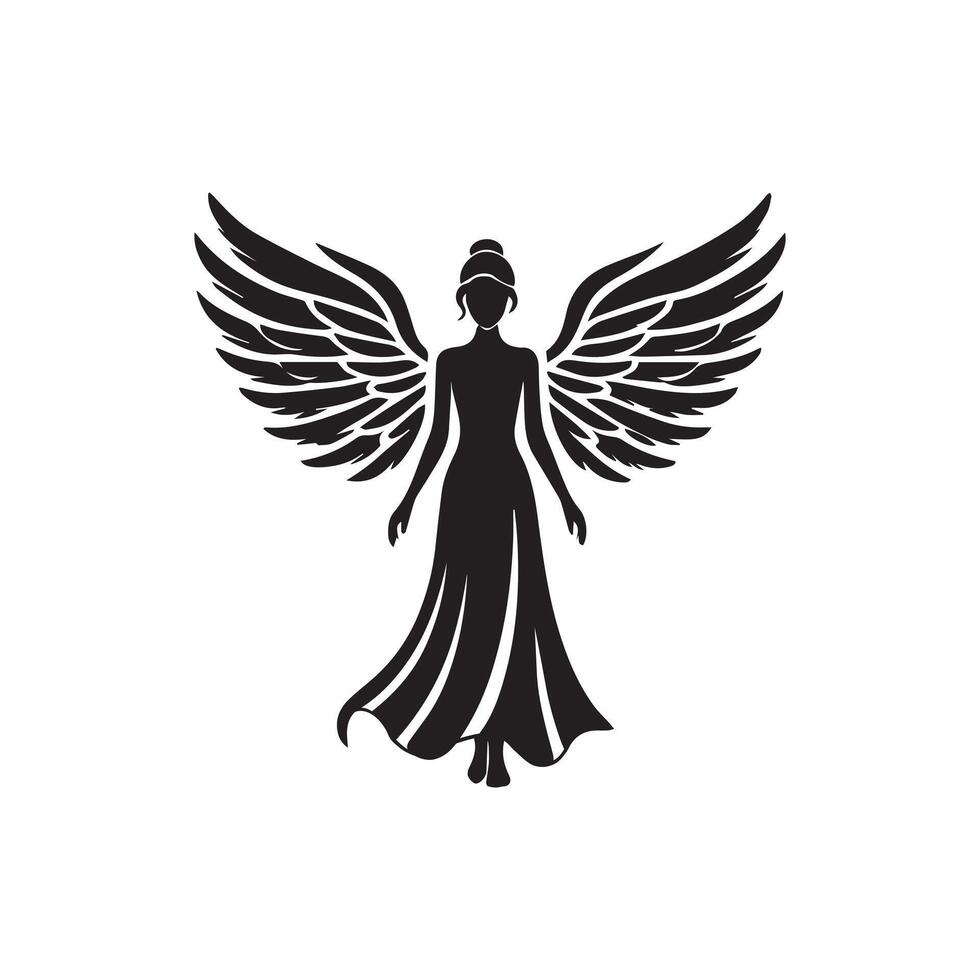 Angle Silhouette with Clean White Space Design vector