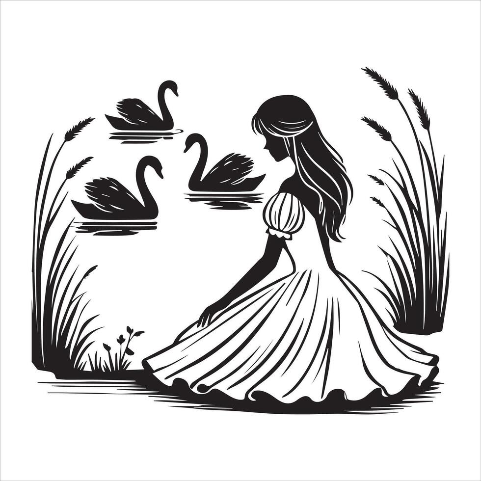 Dreamy Princess Illustration for Fantasy Design vector