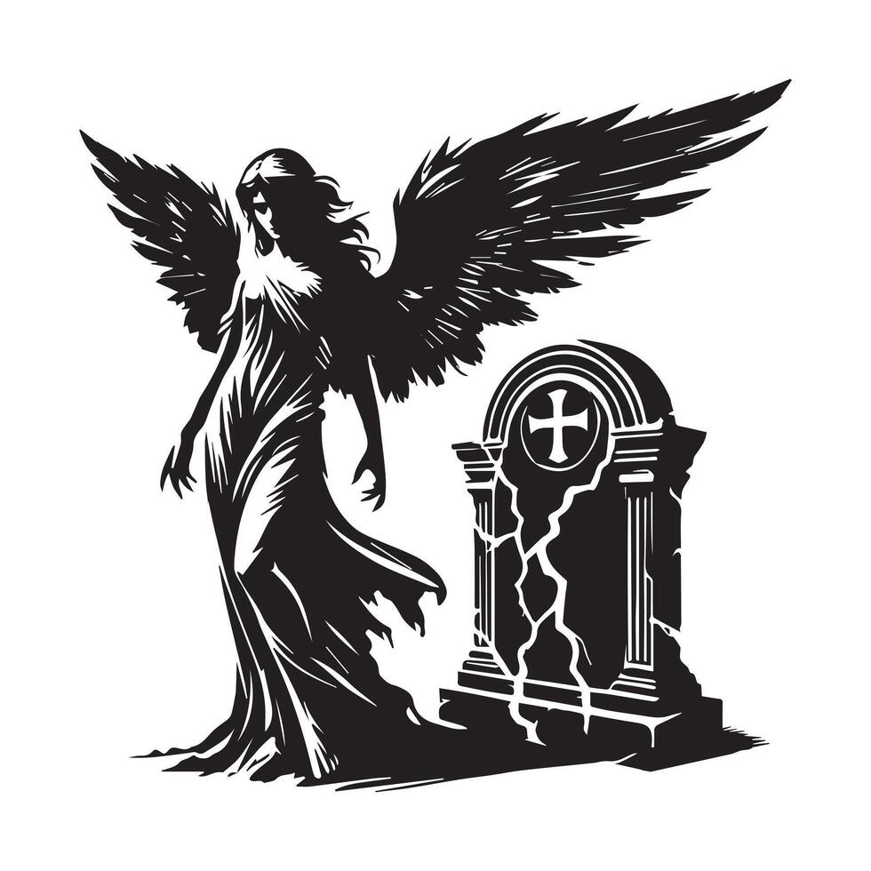 Creepy Shadows on a Grave Marker vector