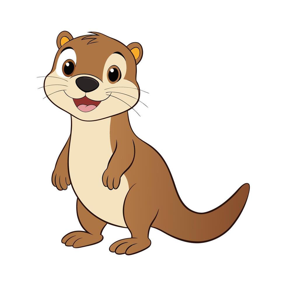 Adorable Cartoon Otter Illustration on White Background vector
