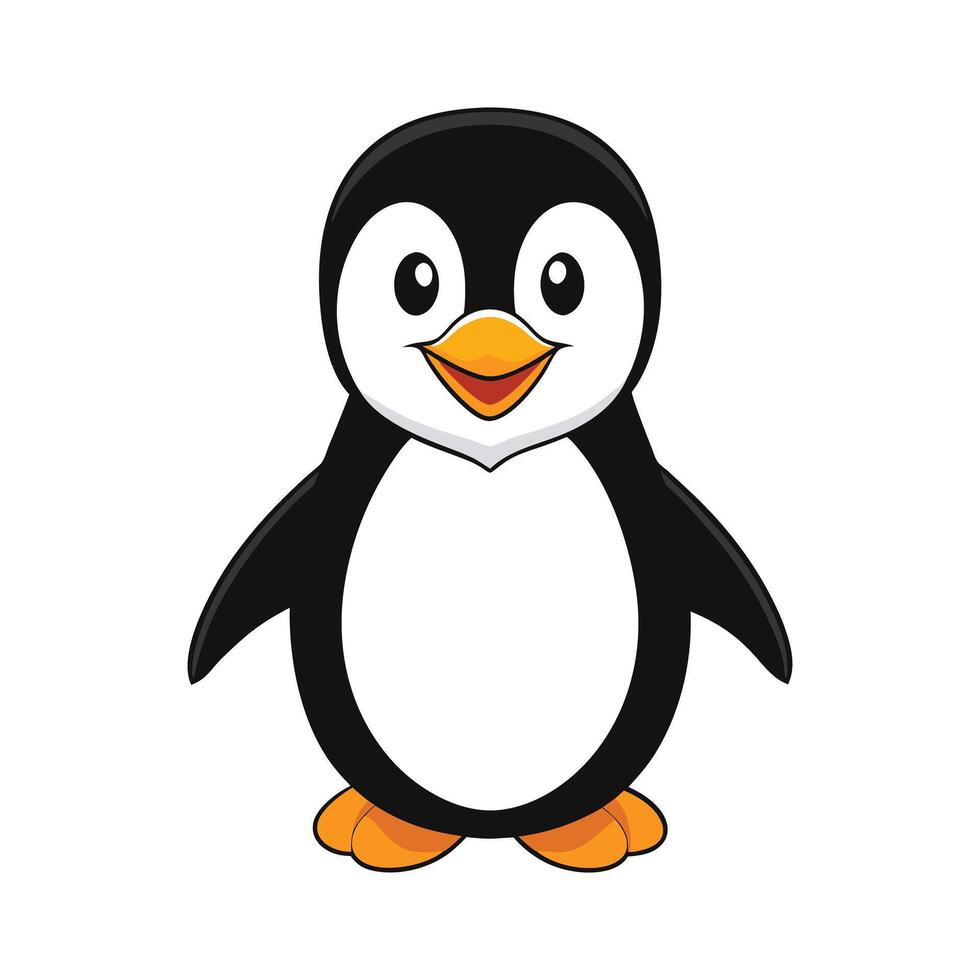 Adorable Cartoon Penguin Illustration with Happy Expression vector
