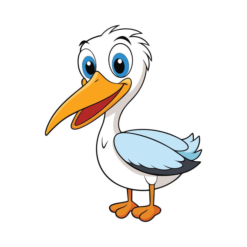 Adorable Cartoon Pelican Illustration with Happy Expression vector
