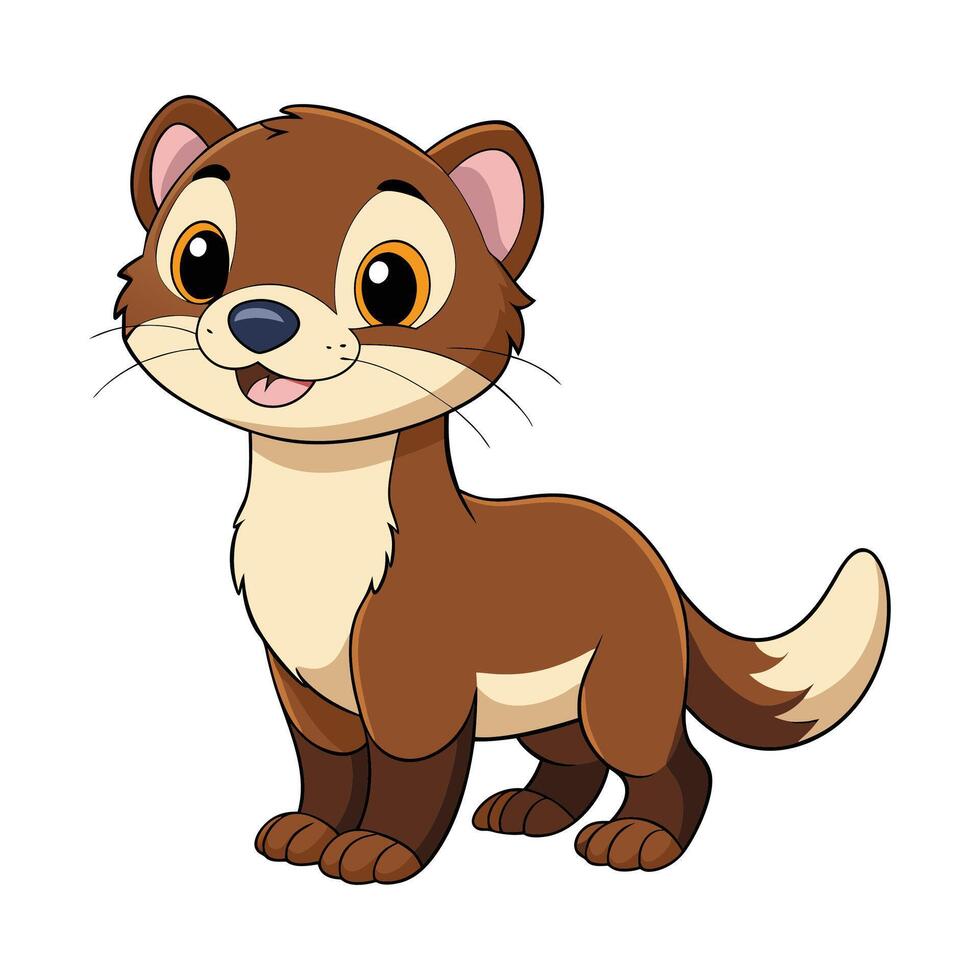 Cheerful Cartoon Baby Ferret vector