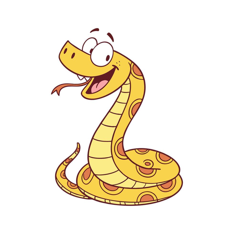 Cheerful Cartoon Snake Illustration with a Happy Expression vector