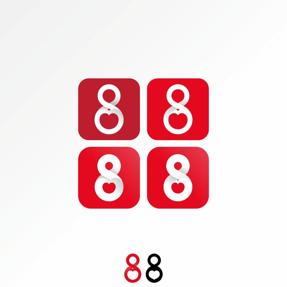 Logo design graphic concept creative premium stock image graphic letter number 8 font app love negative space sweet monogram romance branding vector