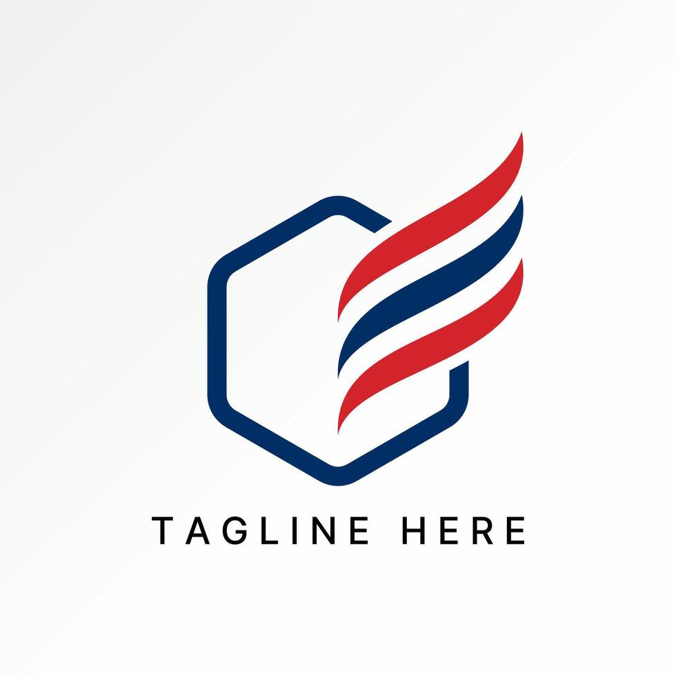 Logo design graphic concept creative premium stock image graphic three swoosh wave initial E font wings hexagon monogram typography sport tech vector