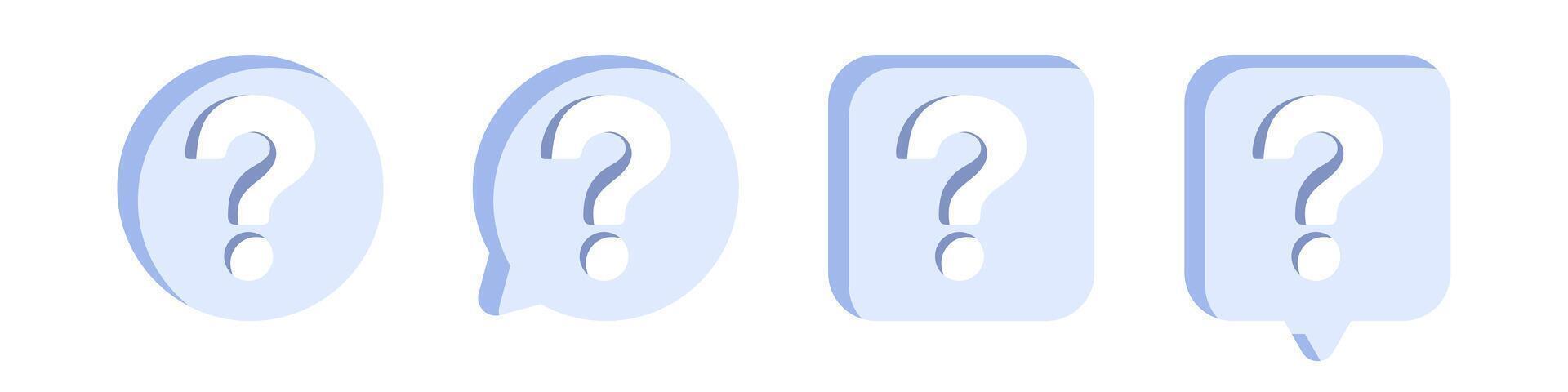 Question mark icons. Set of Speech bubble with question mark in flat style. FAQ, support, help concept. vector