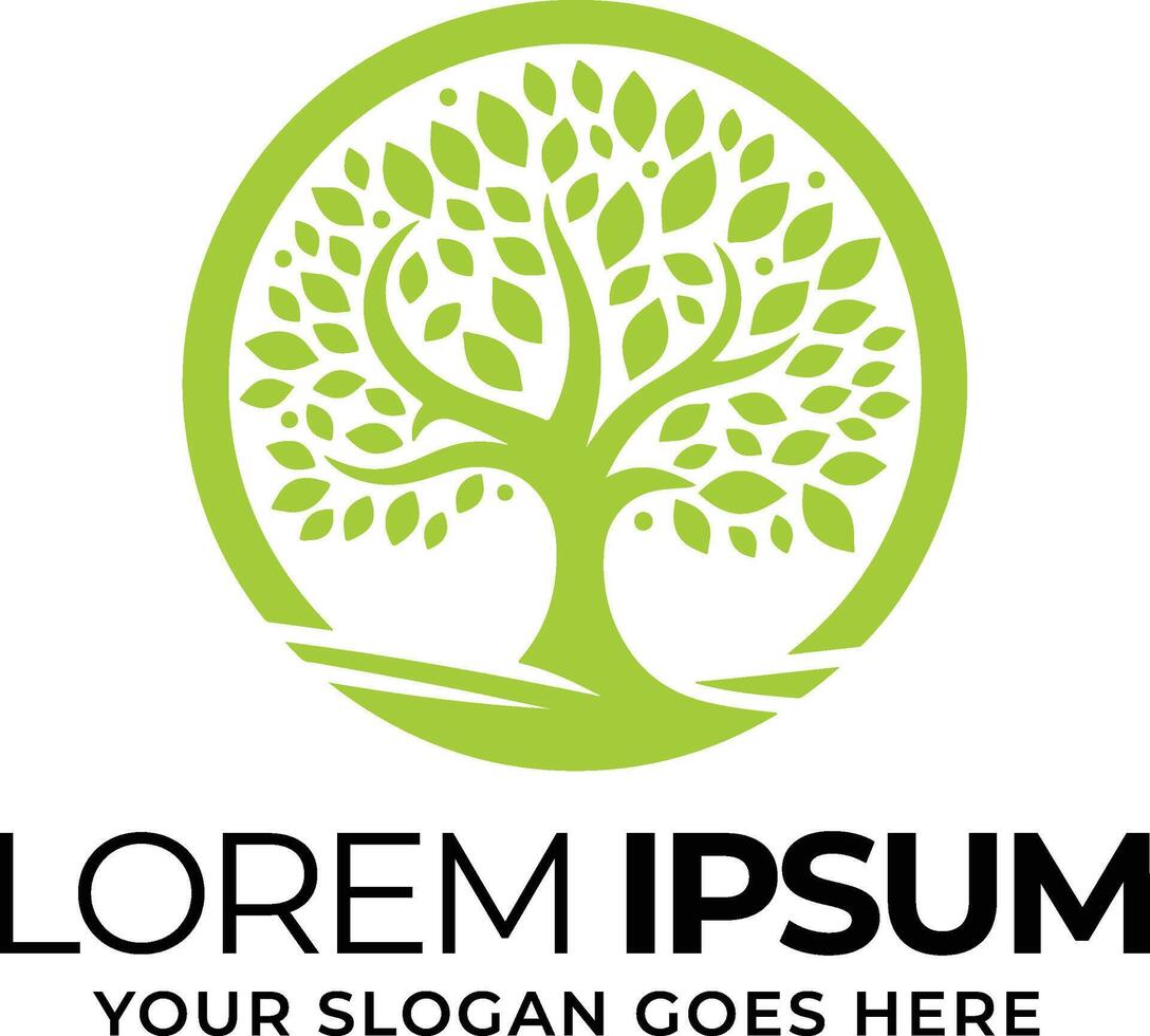 Tree and leaf symbol, nature-inspired logo design vector
