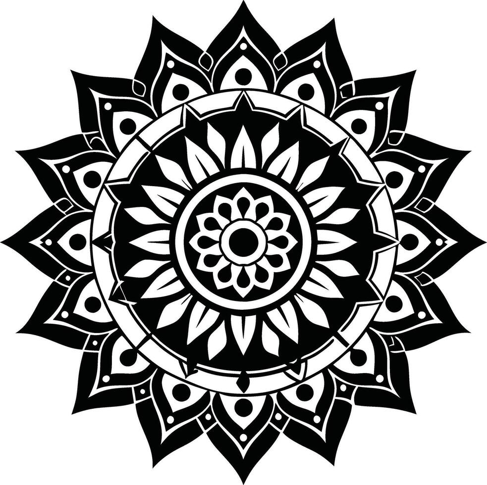 Mandala with Petal and Leaf Motifs vector