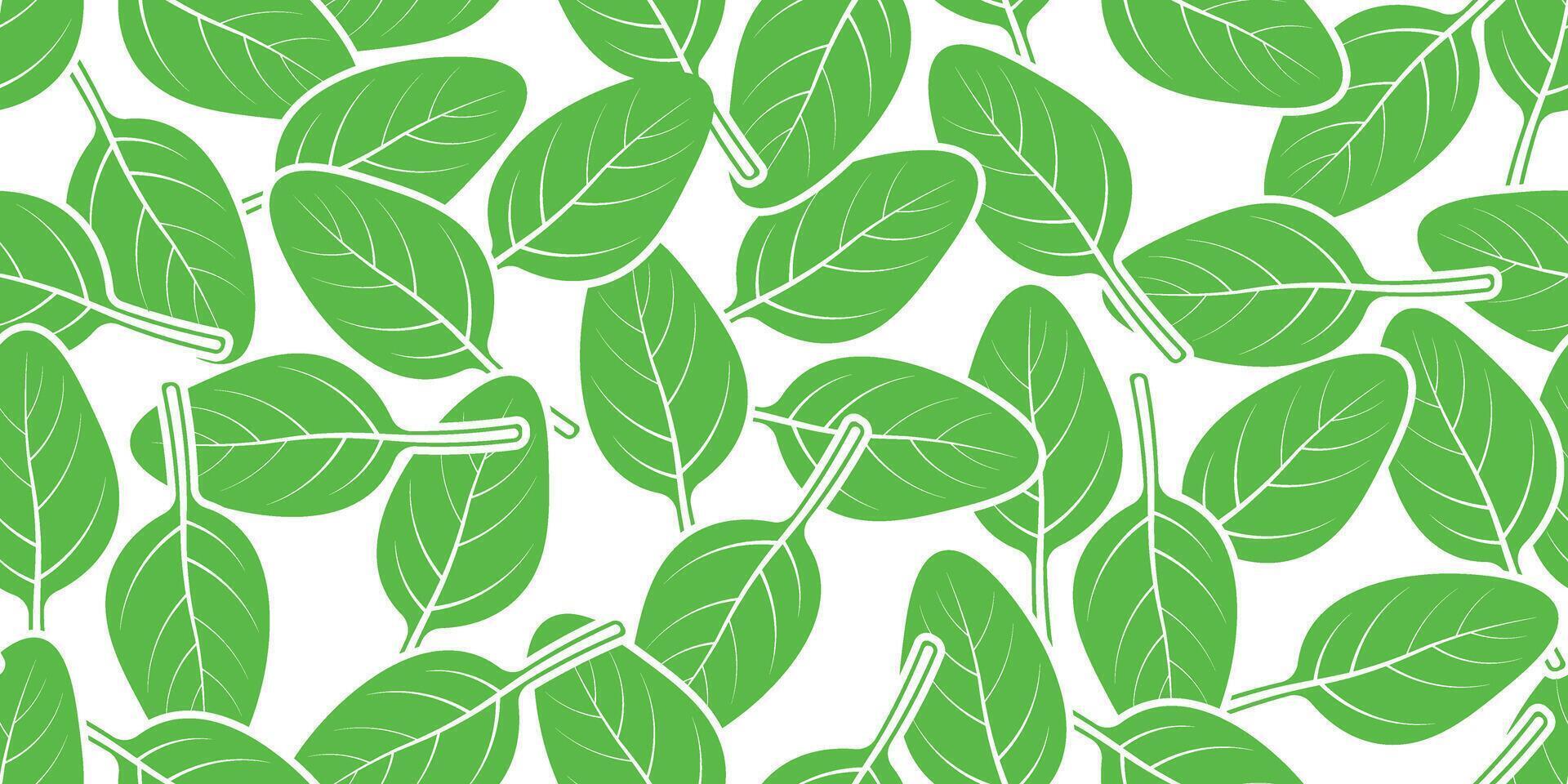 pile of green spinach leaves abstract seamless pattern vector