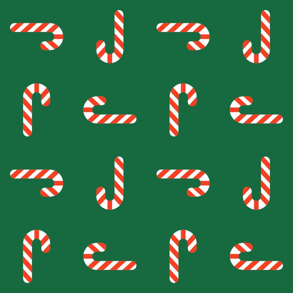 Seamless Candy Cane Pattern on Green Background vector