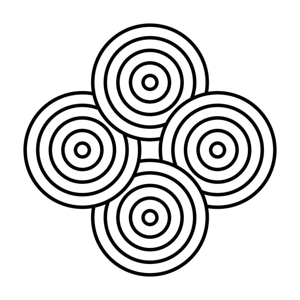 Abstract black and white concentric circles design vector