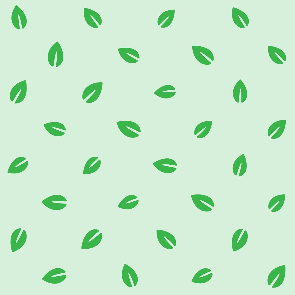 Seamless Green Leaves Pattern on Light Green Background vector
