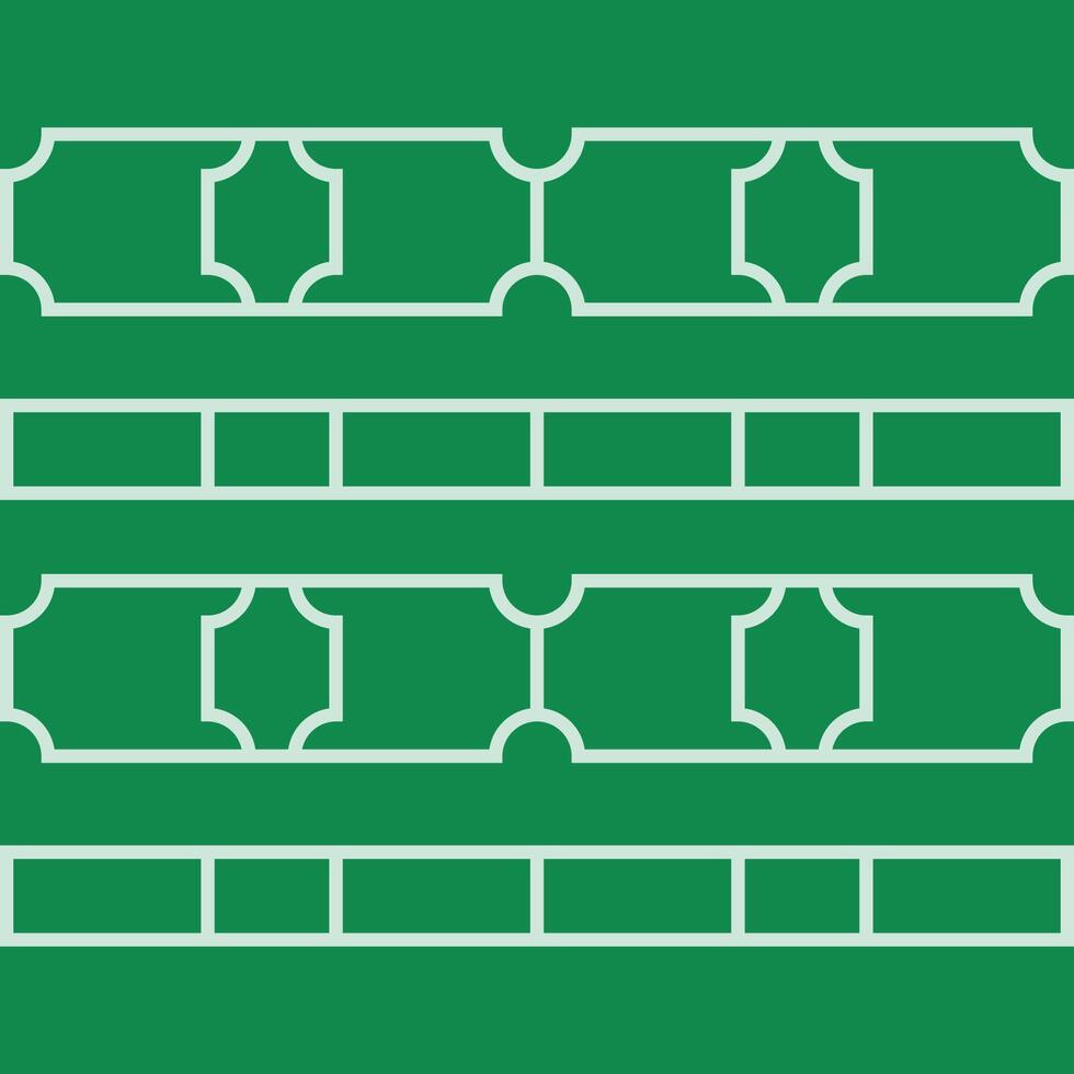 Geometric Pattern of Rectangular and Shaped Frames on Green Background vector