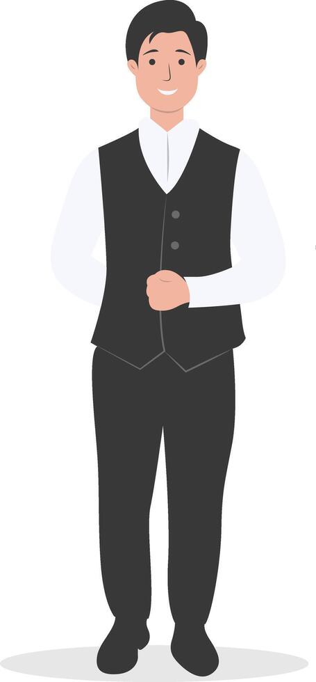 Young Waiter with Uniform vector