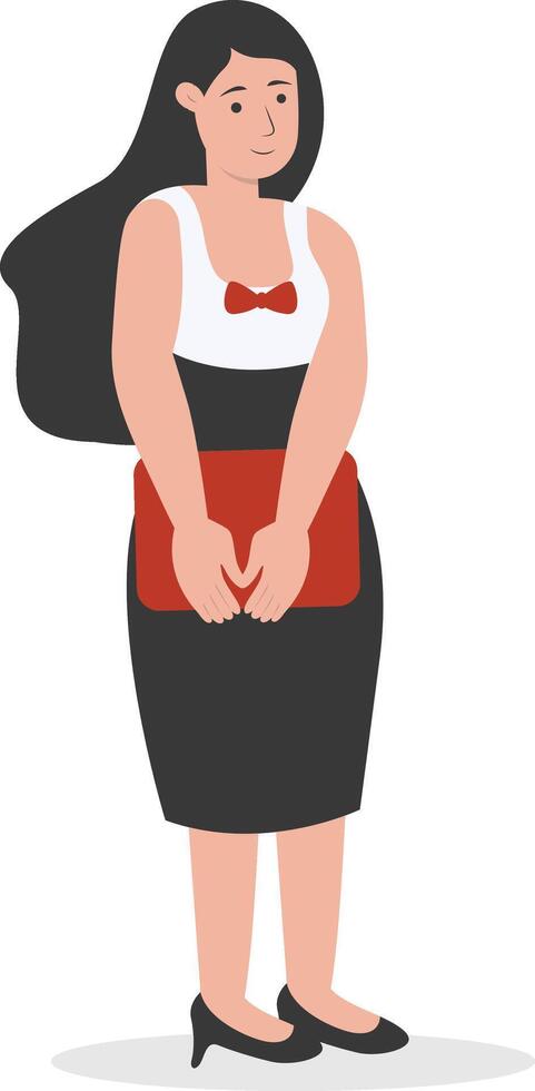 Young Waiter with Red Clipboard Menu vector