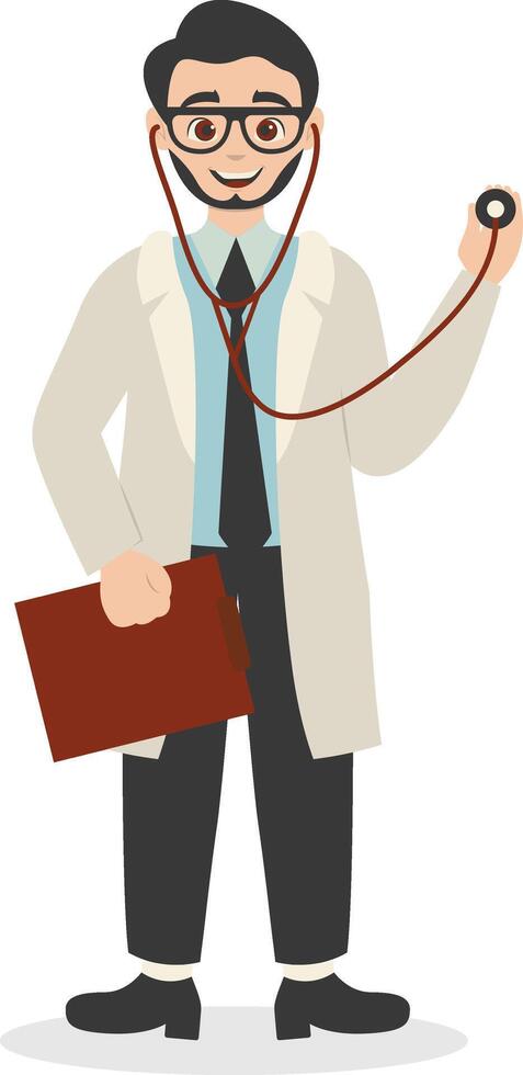 Young Doctor Specialist with Clipboard and Stethoscope vector