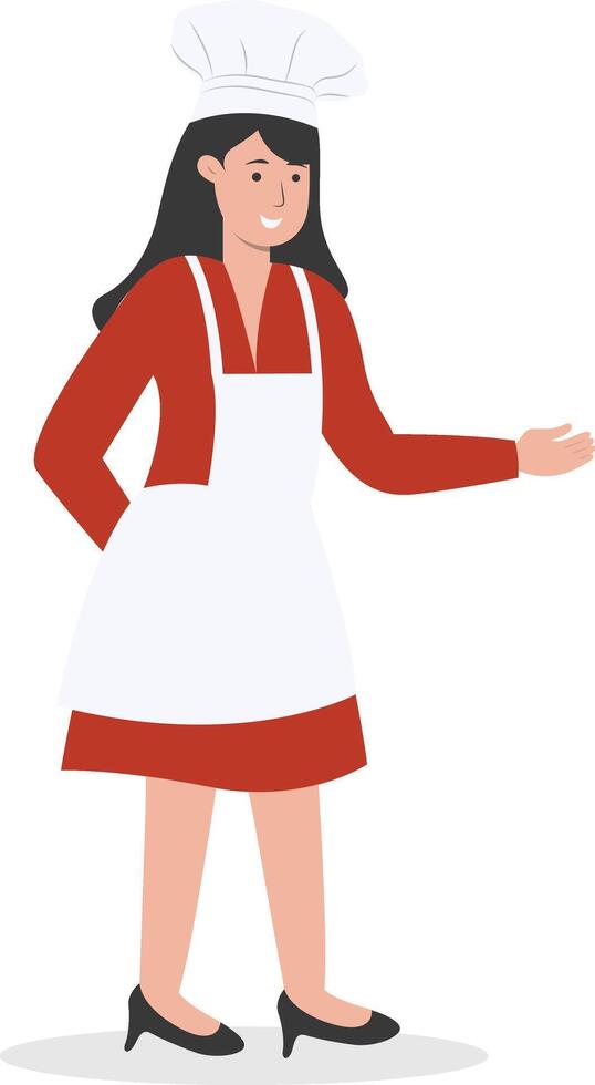 Young Women Chef with White Apron vector