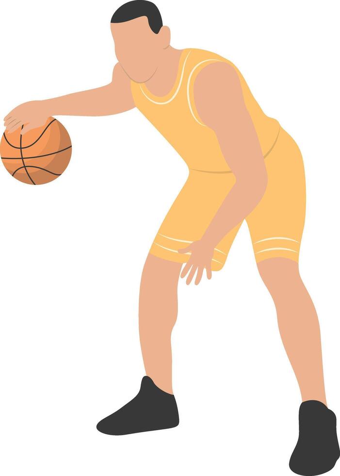 Young Man Play Basketball with Dribble Motion vector