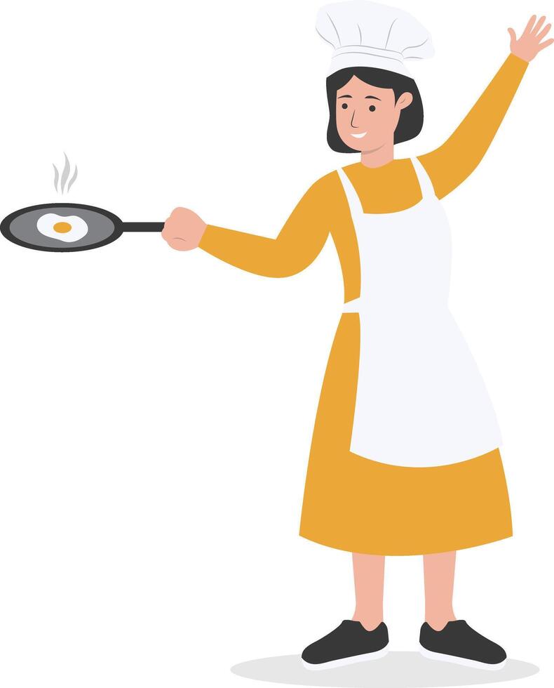 Young Chef Cooking Egg vector