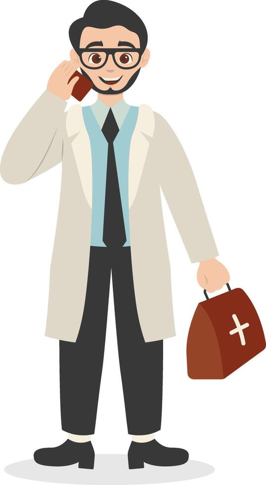Young Male Specialist Doctor Carrying Medical Bag vector