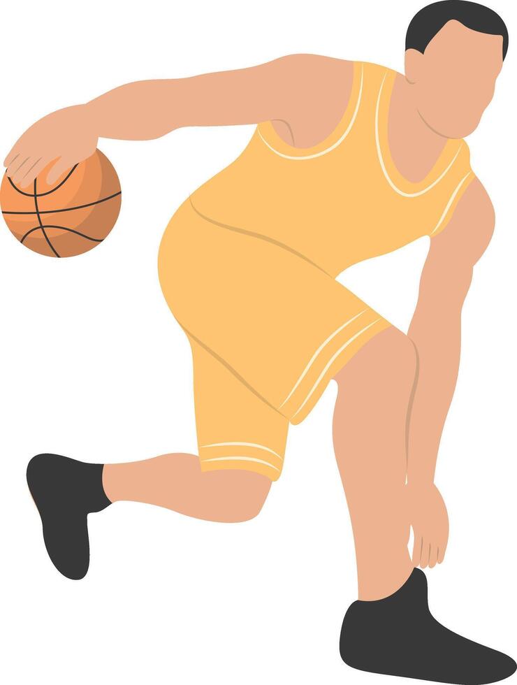 Young Guy Play Basketball in Dribble Gesture vector