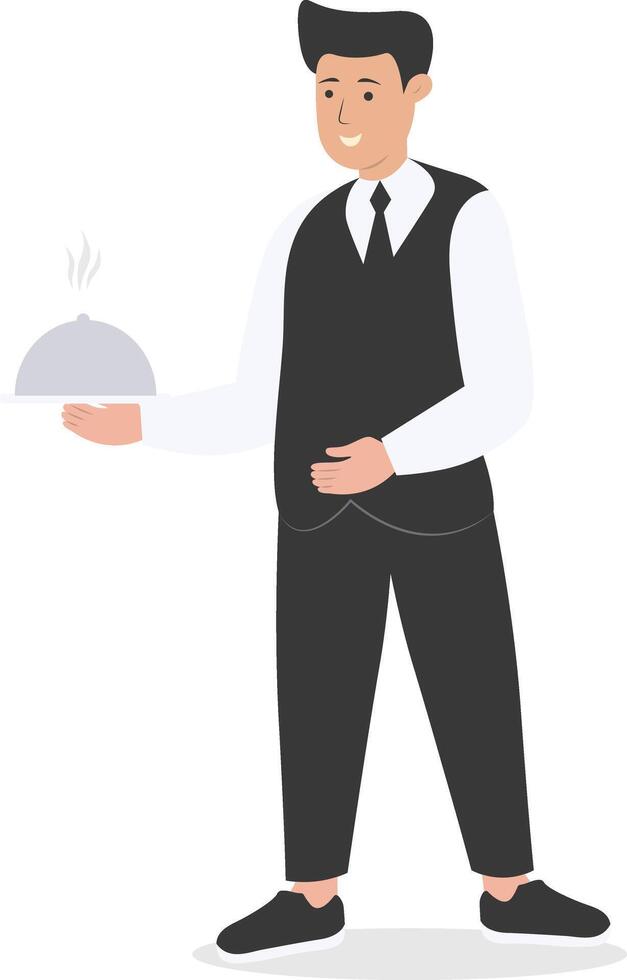 Young Men Waitress with Uniform vector