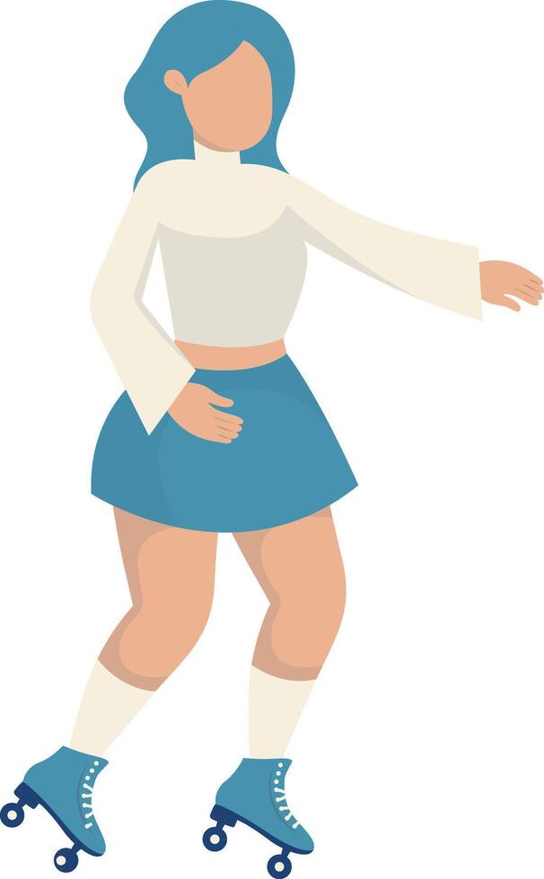 Adult Girl Play Rollerskate vector