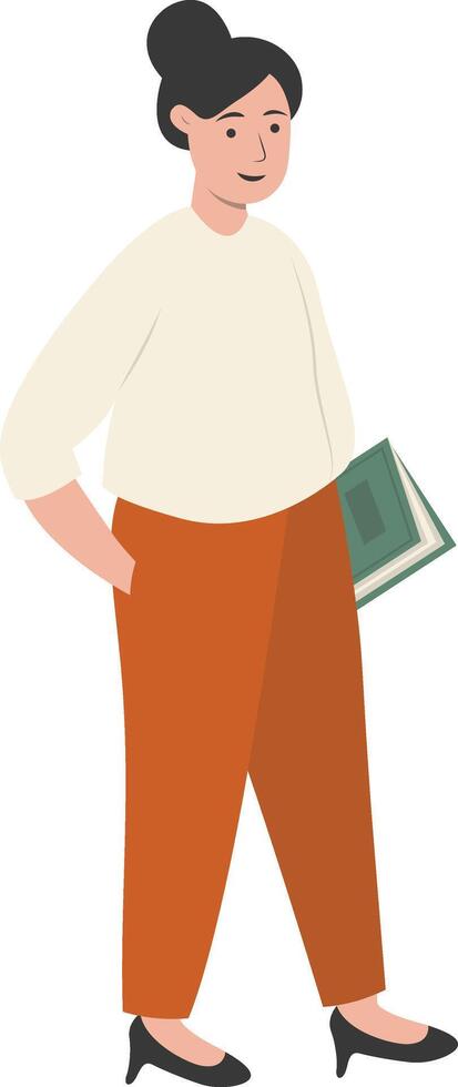 Young Girl Teacher Holding Book vector