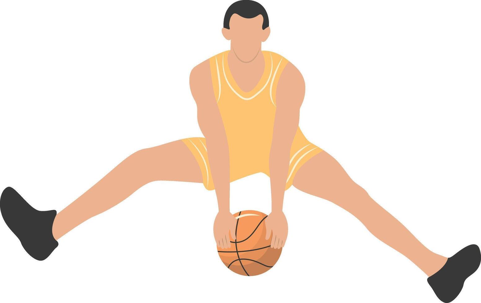 Young Man Playing Basketball with Flat Design vector