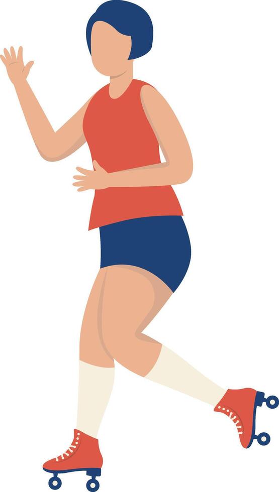 Adult Woman Playing Roller Skate with Red Clothes vector