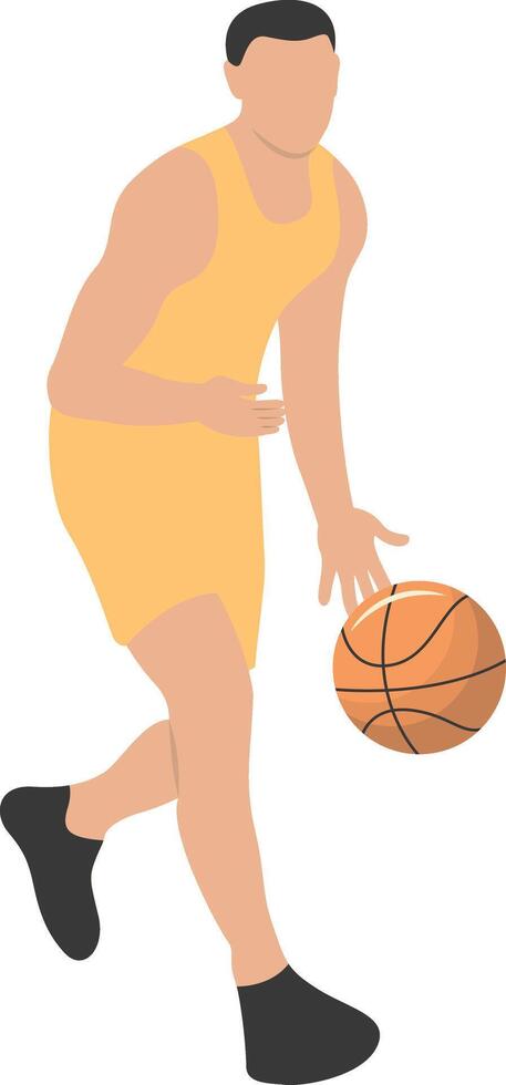 Adult Male Play Basketball with Dribble Gesture vector