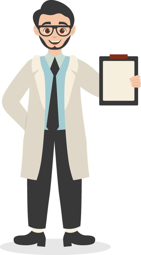 Young Man Doctor Specialist Carrying Clipboard vector