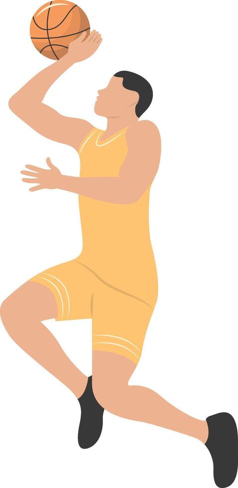 Male Play Basketball in Shoot Pose vector