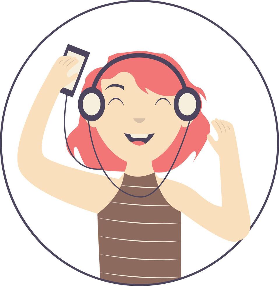 Human Listen Music Character Illustration vector