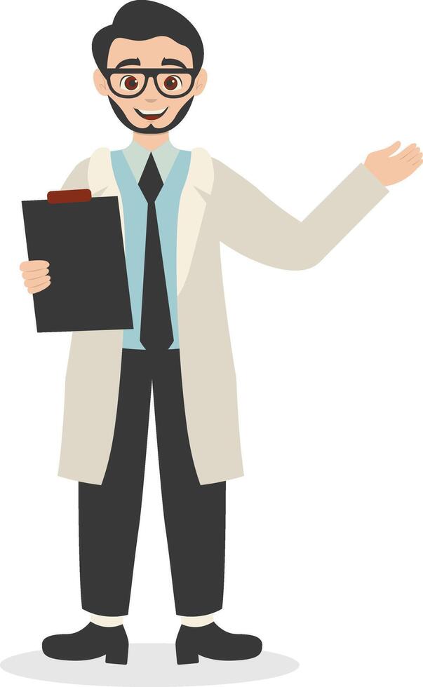 Young Doctor Specialist with Black Clipboard vector