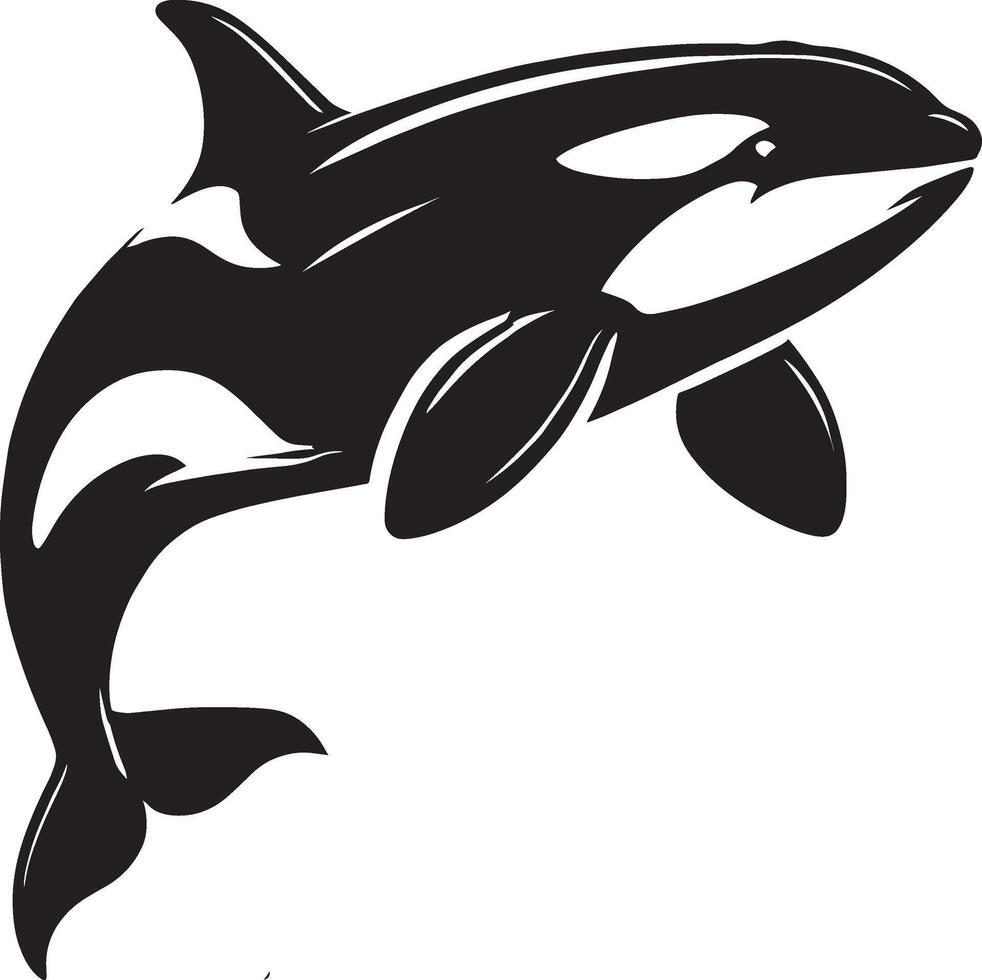 Powerful orca shape artwork on pure white vector