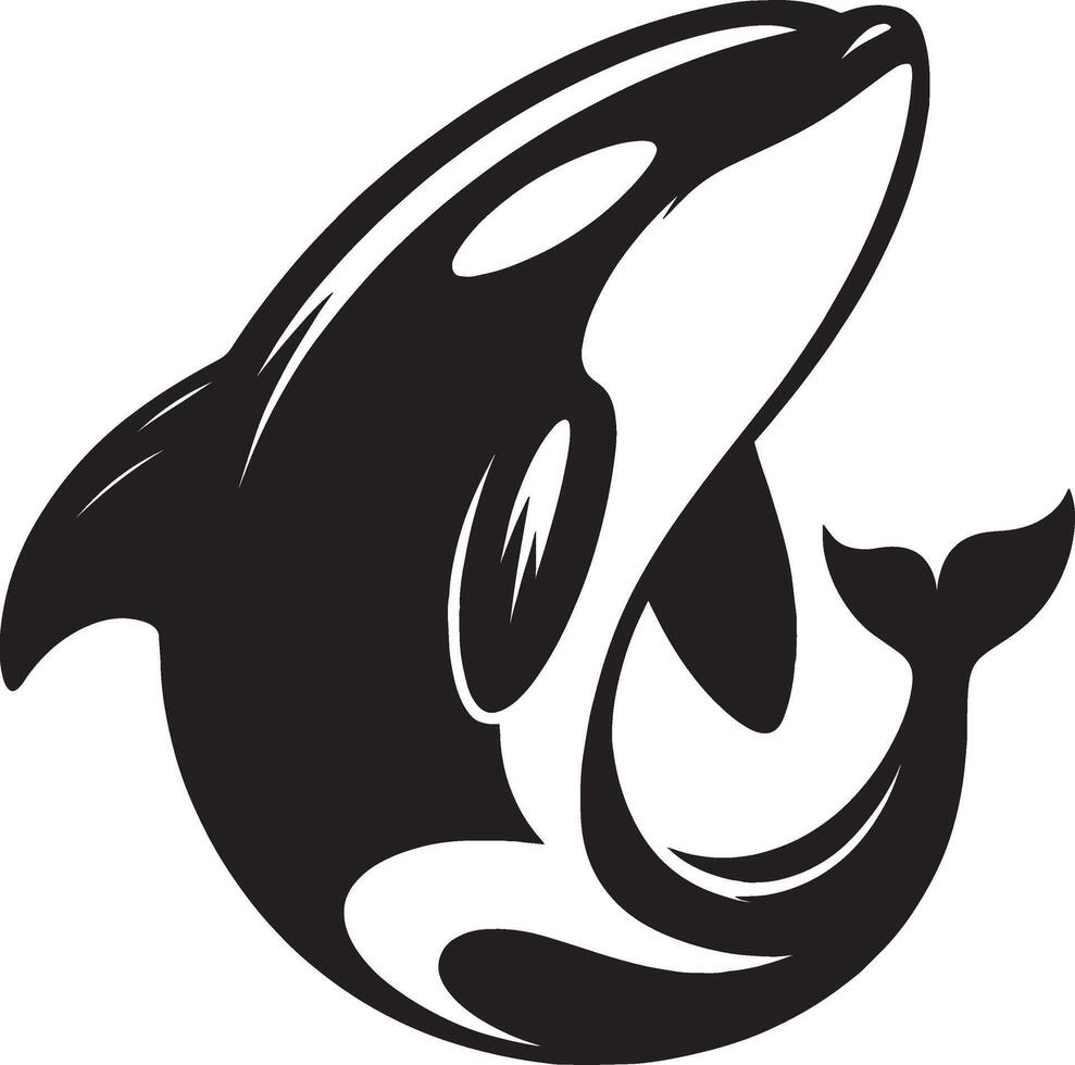 Magnificent orca shadow illustration on a crisp white surface vector