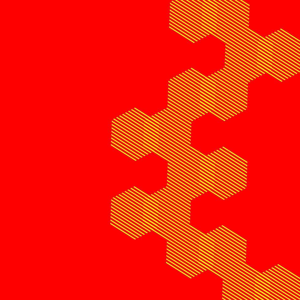 geometric simple background of golden hexagons set against a bold red backdrop. vector