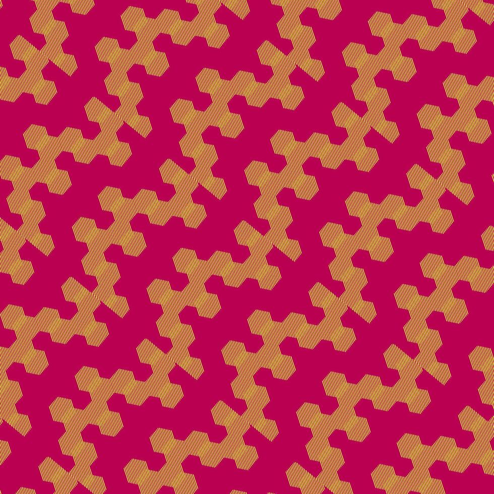 An abstract, geometric pattern of overlapping hexagons in warm, complementary colors. vector