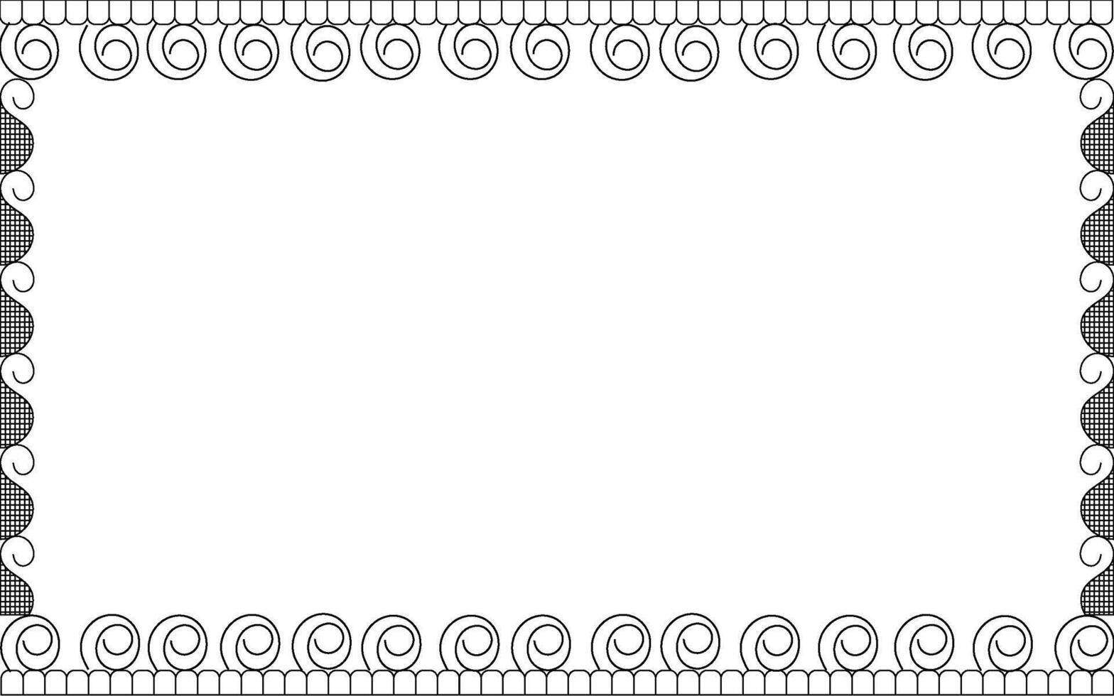 A black and white frame with swirls vector