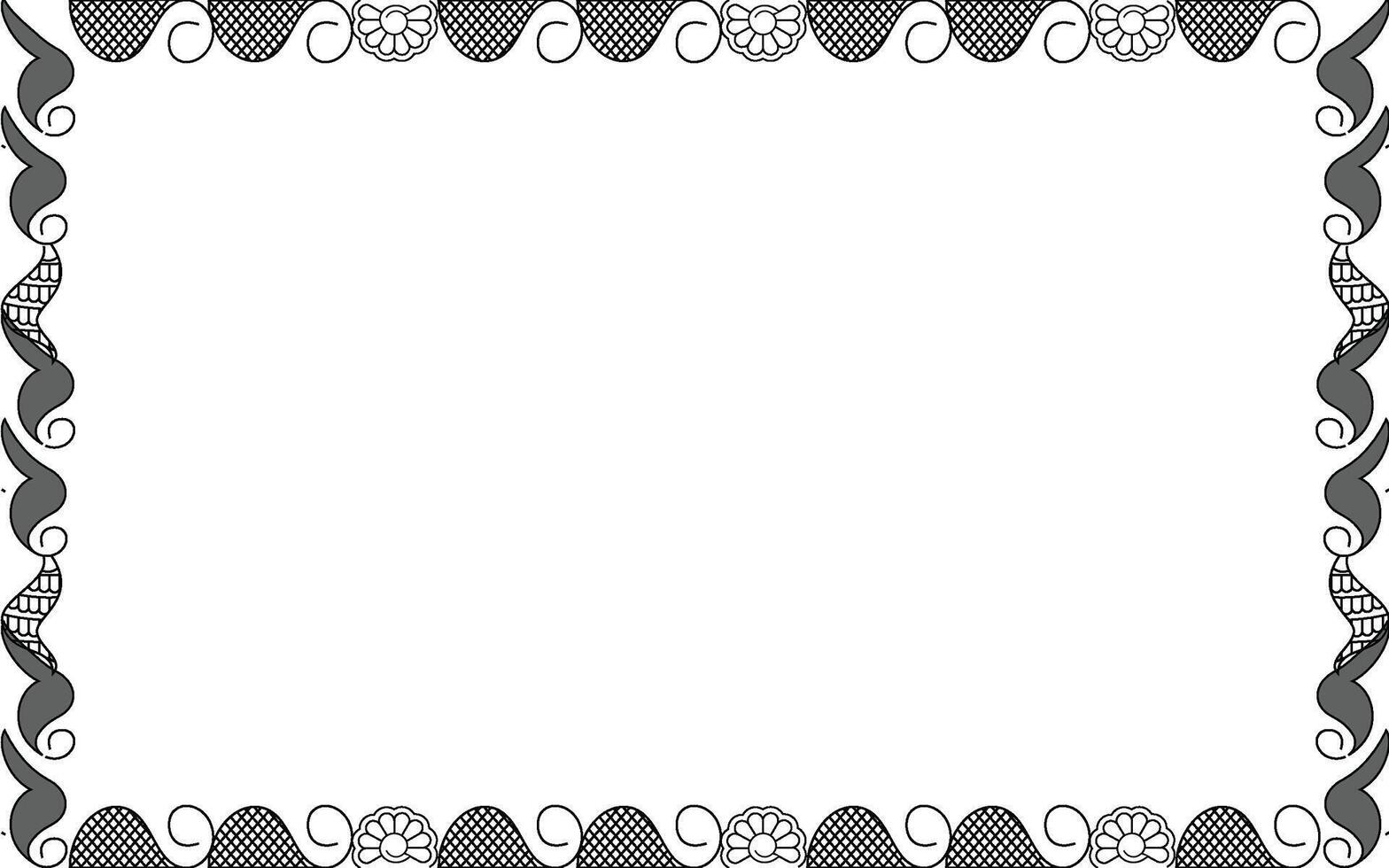 A black and white frame with a decorative border vector