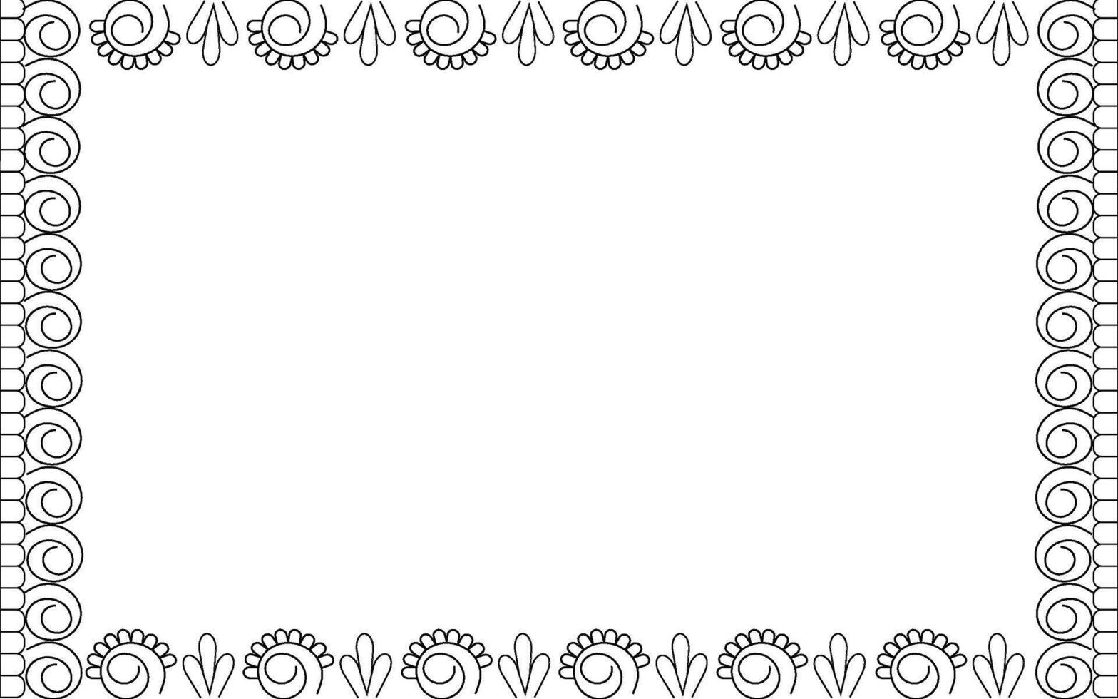 A black and white drawing of a frame with a decorative border vector