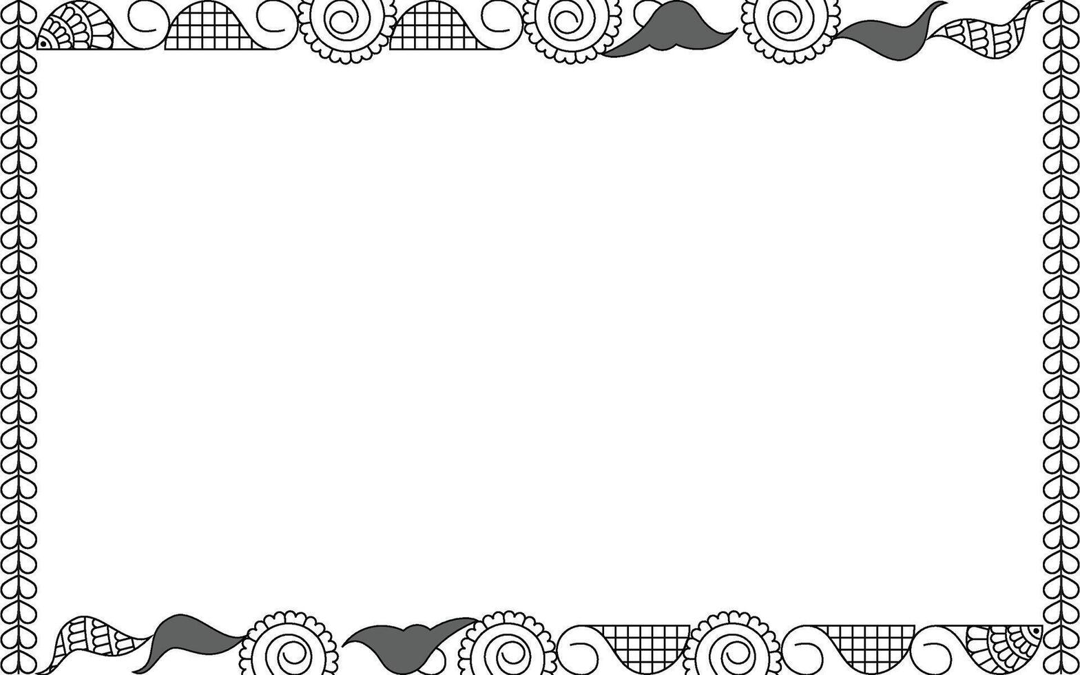 A black and white frame with a decorative pattern vector