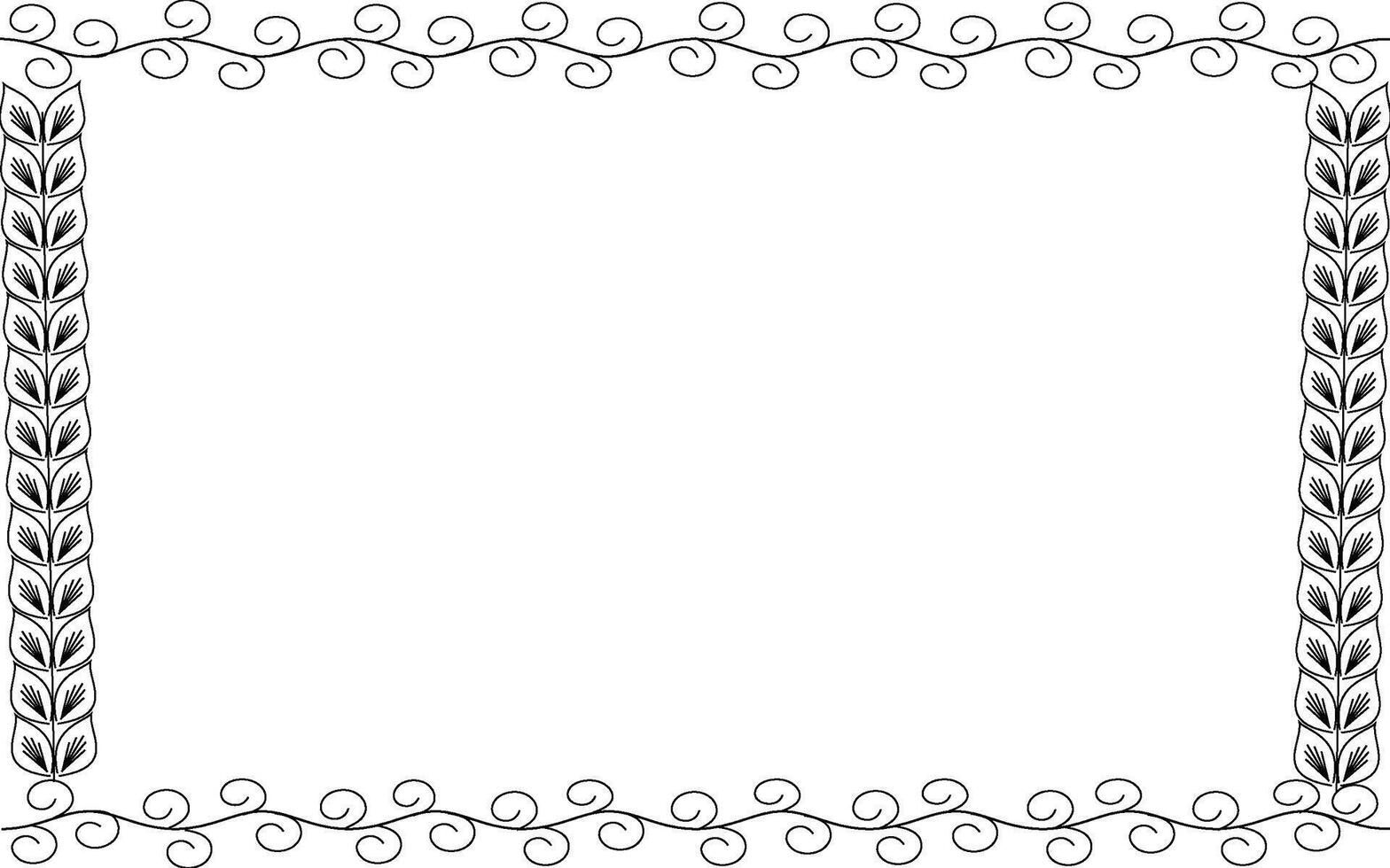 A black and white frame with a scroll pattern vector